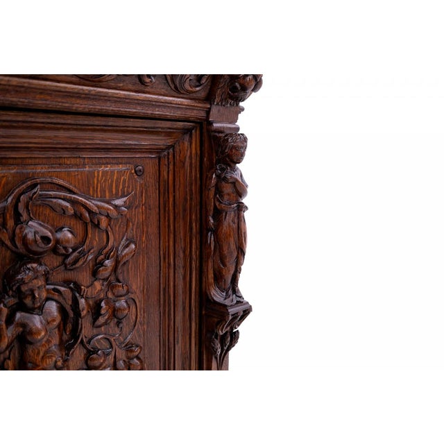 Antique Glass and Oak Cabinet, Western Europe, 1880s For Sale - Image 17 of 18