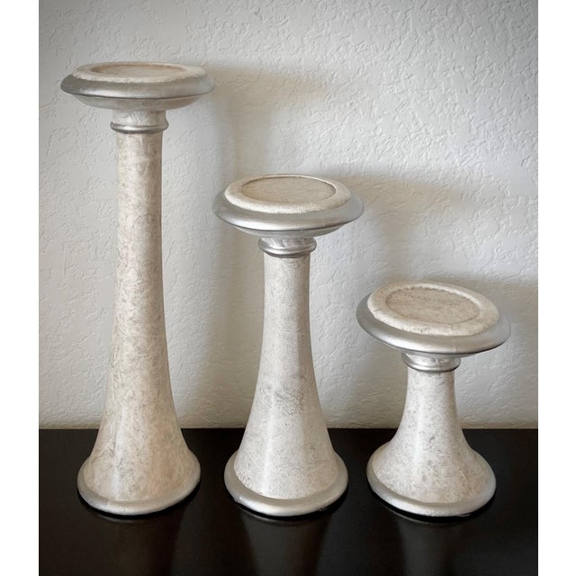 Circa 1970 Jaru Earthenware Column Pedestal-Style Candleholders - Set of 3 For Sale - Image 13 of 14
