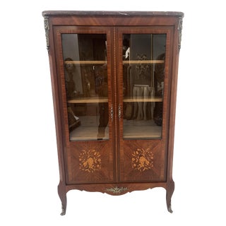 20th Century Louis XV Style Display Cabinet in Marquetry Veneer For Sale
