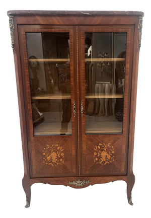 20th Century Louis XV Style Display Cabinet in Marquetry Veneer