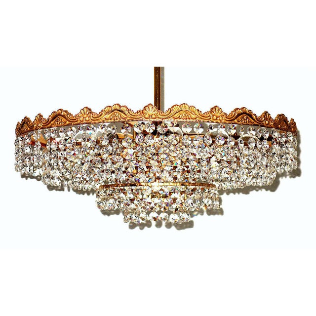 Brass and Lead Crystal Chandelier from Schröder, 1960s For Sale - Image 4 of 11