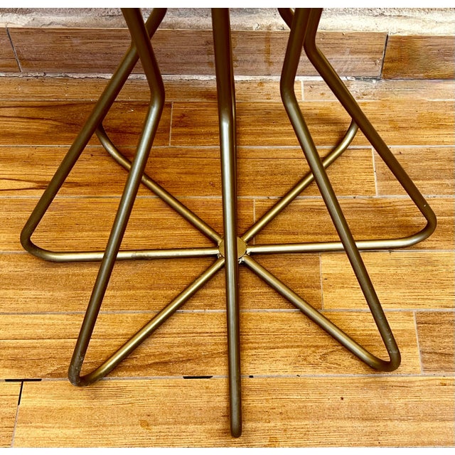 Early 21st Century New Metal Fleur Side Table with Wood Top, Indoor and Outdoor For Sale - Image 5 of 18