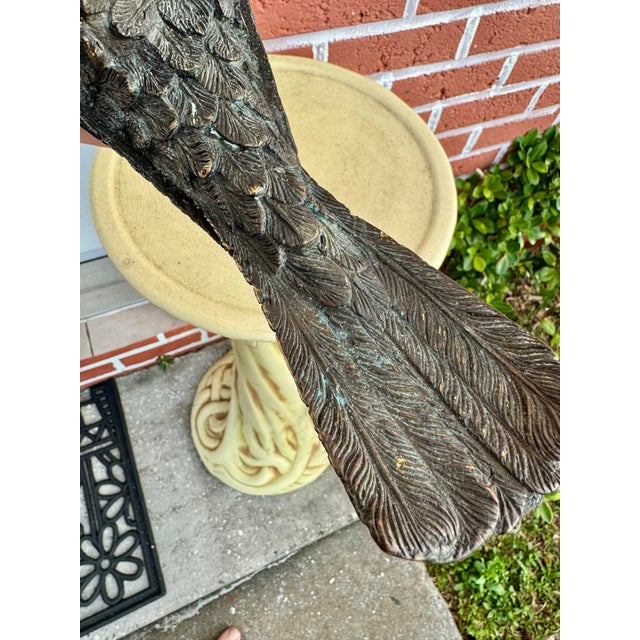 Mid 20th Century Highly Detailed Antique Bronze Bird of Prey Sculpture Osprey Hawk Falcon Falconry For Sale - Image 11 of 11