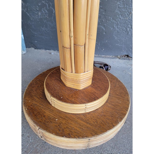 Wood Bamboo Floor & Table Lamp 1950's - A Pair For Sale - Image 7 of 13