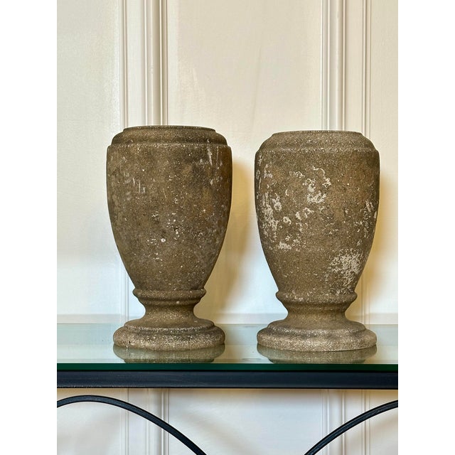 Antique Neoclassical Garden Concrete Planter/Urns, a Pair For Sale - Image 11 of 12