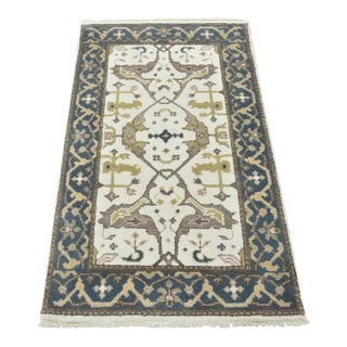 Oushak Rug 3’1” X 5’1” Ivory Wool Tribal Hand-Knotted Oriental Carpet For Sale