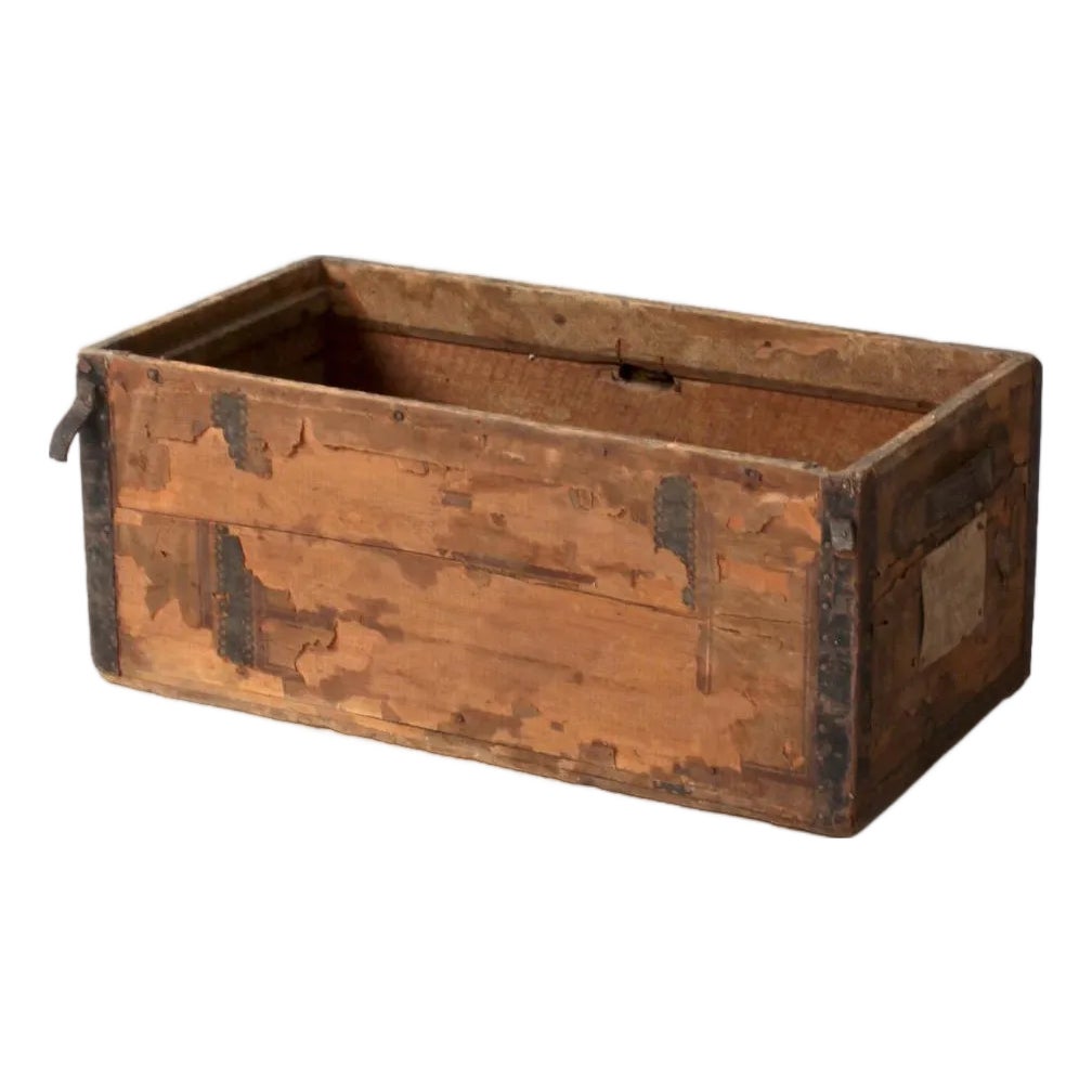 Antique Trunk Base Primitive Storage Box | Chairish