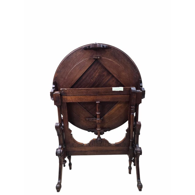 Victorian Antique Victorian Eastlake Round Tilt-Top Games Table For Sale - Image 3 of 12