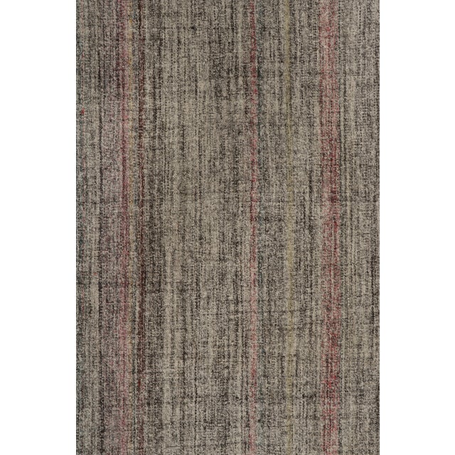 Vintage Kilim Rug in Black, White, Pink Striated Pattern For Sale - Image 11 of 11