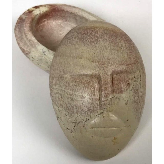Kenyan Carved Stone Face Trinket Box Chairish