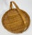 Late 20th Century Vintage Round Scorched Rattan Wicker Handled Basket Tray For Sale - Image 5 of 7