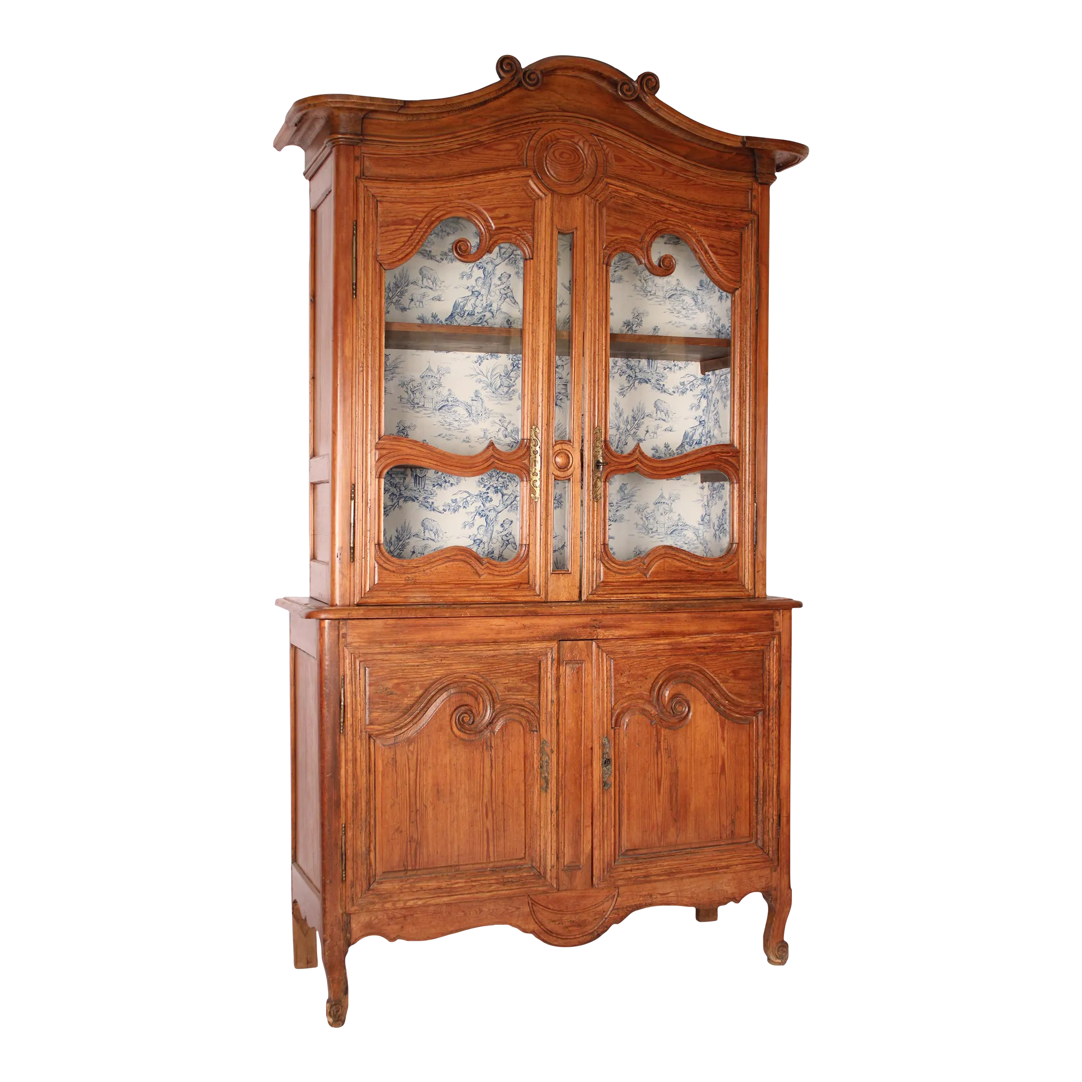 Buffet Provençal Deux Corps Louis XV – Bois Fruitier Sculpté – Fait Main