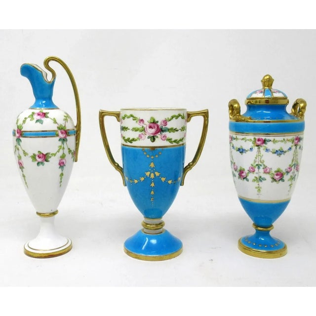 Antique Minton Staffordshire Porcelain Ewer, Urn & Vase with Roses- 3 Pieces For Sale - Image 9 of 9
