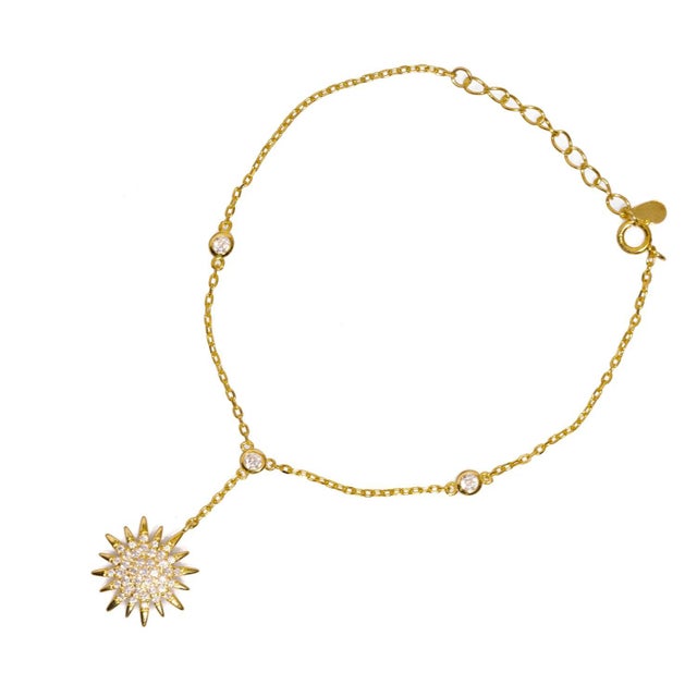Early 21st Century Diamond & Gold Sun Fashion Style Hand Bracelet For Sale - Image 5 of 7