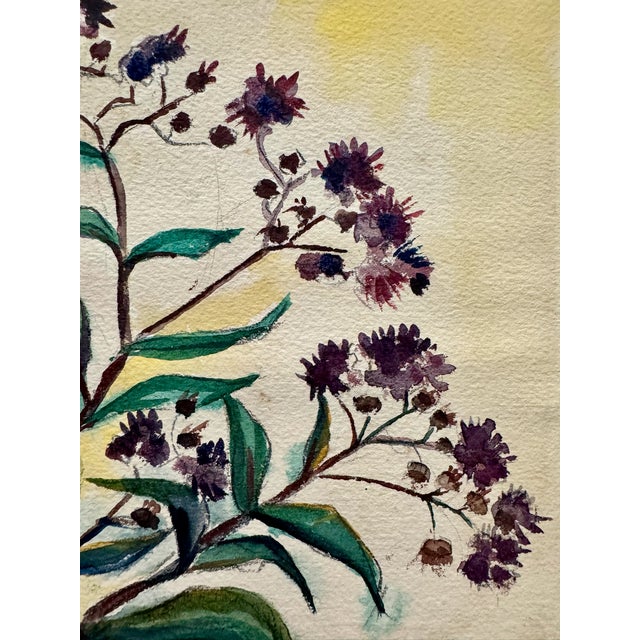 Rustic Henry Emil Salloch Original Watercolor on Paper Floral Still Life, 1940. For Sale - Image 3 of 6