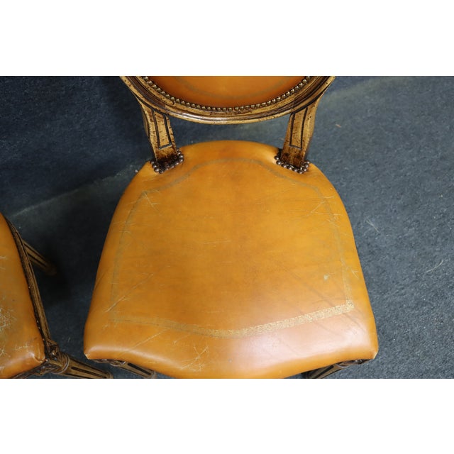 Maitland - Smith Maitland-Smith Attributed Louis XVI Style Leather Upholstered Side Chairs, Set of 4 For Sale - Image 4 of 18