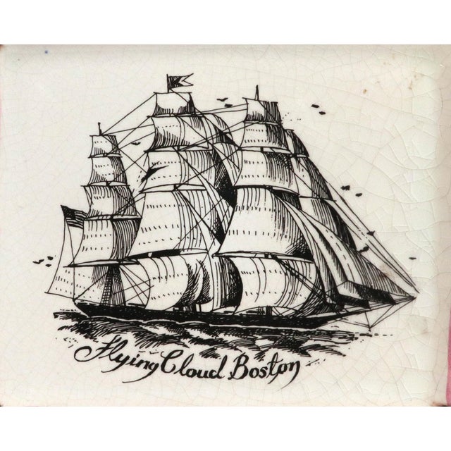 1980s Decorative Luster Maritime Pottery Plaque Titles Flying Cloud Boston For Sale - Image 4 of 6