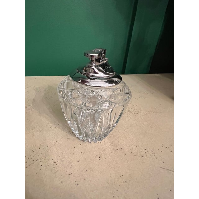 Vintage crystal table lighter marked Japan.