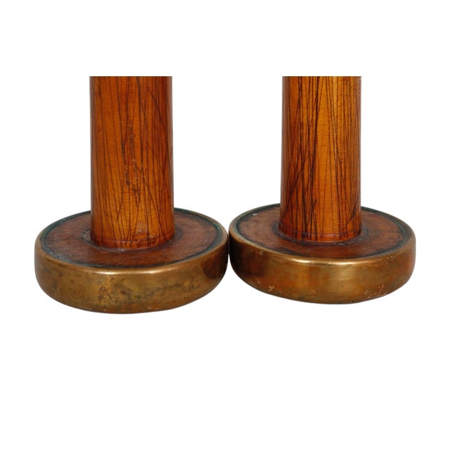 Late 19th Century Antique Yarn Spool Candlestick Holders, a Pair For Sale - Image 5 of 6