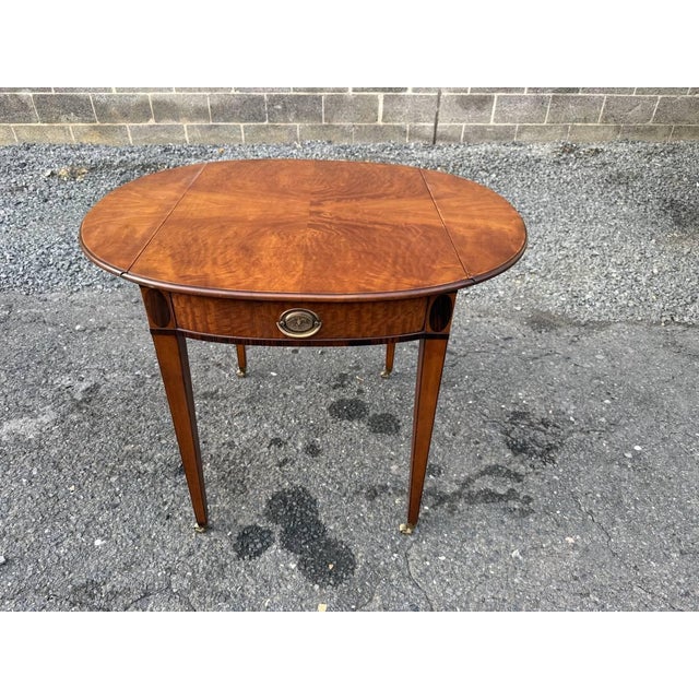 Vintage Federal-Style Burled Wood Pembroke Drop Leaf Side Table Unmarked, well made, Sturdy and strong Eagle figurine...