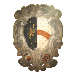 Large Scale Carved and Painted Italian Coat of Arms Panel From Florence, H-78.5 Inches