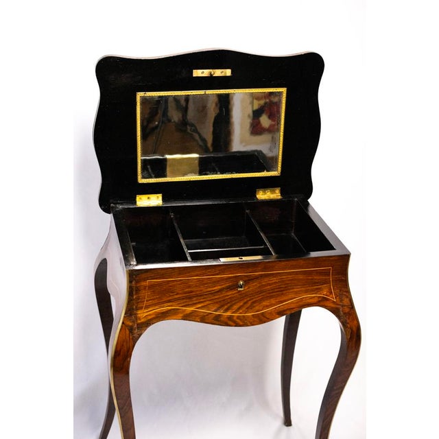 Dressing Table in Fruitwood and Wood Marquetry, 1890s For Sale - Image 3 of 14
