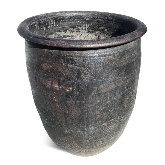 Farmhouse Sanica Black Earth Ware Vintage Pot Planter For Sale - Image 3 of 5
