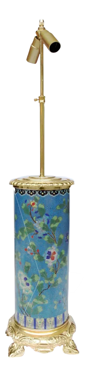 Roller-Shaped Cloisonné Enamel & Gilt Bronze Table Lamps, 1900s, Set of 2
