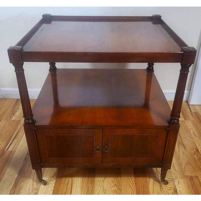 American Vintage American Mahogany Double Door Two Tier Sofa End Table Cabinet For Sale - Image 3 of 14