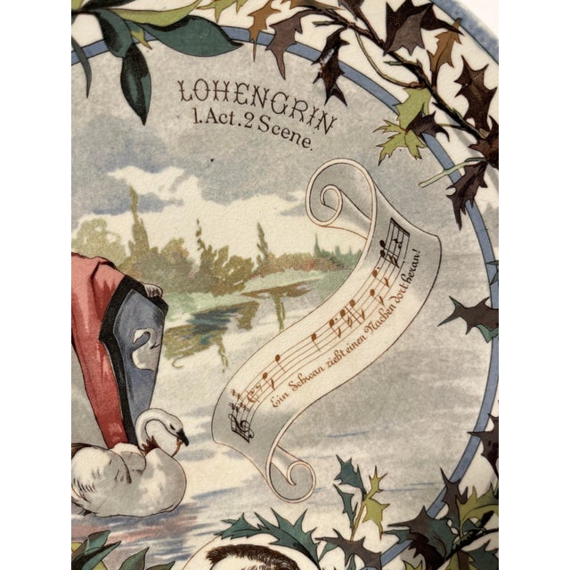 Victorian 19th Century Antique Sarreguemines Plate Richard Wagner's Lohengrin Opera For Sale - Image 3 of 7