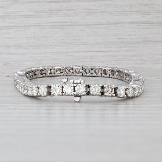 Silver 8ctw Diamond Tennis Bracelet 14k White Gold 6.75" 4.3mm For Sale - Image 8 of 9