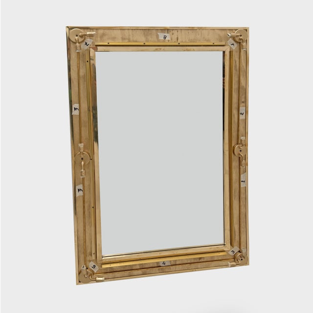Gold Mid-Century Modern Italian Sculptural Backlit Mirror in Murano Glass and Brass, 2000s For Sale - Image 8 of 11