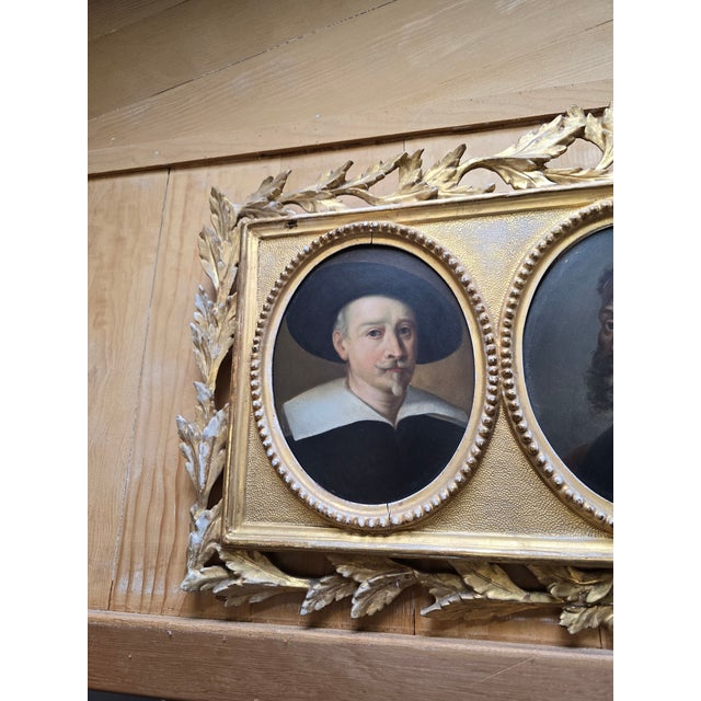 Wood Antique Old Master Painting Three Iconic Men For Sale - Image 7 of 8