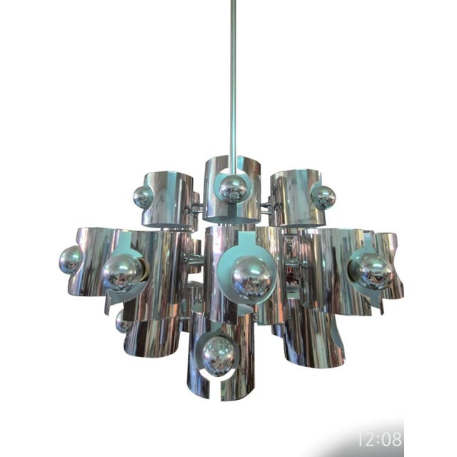 Space Age Chrome Chandelier attributed to Gaetano Sciolari, 1970s For Sale - Image 10 of 18