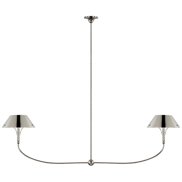 Turlington XL Linear Chandelier in Polished Nickel with Polished Nickel Shade Designer: Thomas O'Brien Fixture Height: 21"...