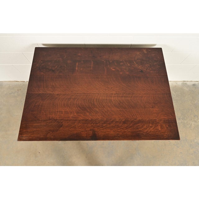 Gustav Stickley Mission Oak Arts & Crafts Writing Desk or Library Table, Circa 1910 For Sale - Image 11 of 14