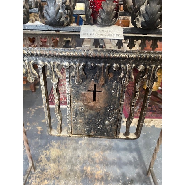 Religious Architectural Salvage 19th French Catholic Devotional Altar Candle Stand With Coin Donation Box For Sale - Image 4 of 12