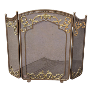 Vintage French Rococo Louis XV Gilt Metal Tri-Fold Fireplace Screen