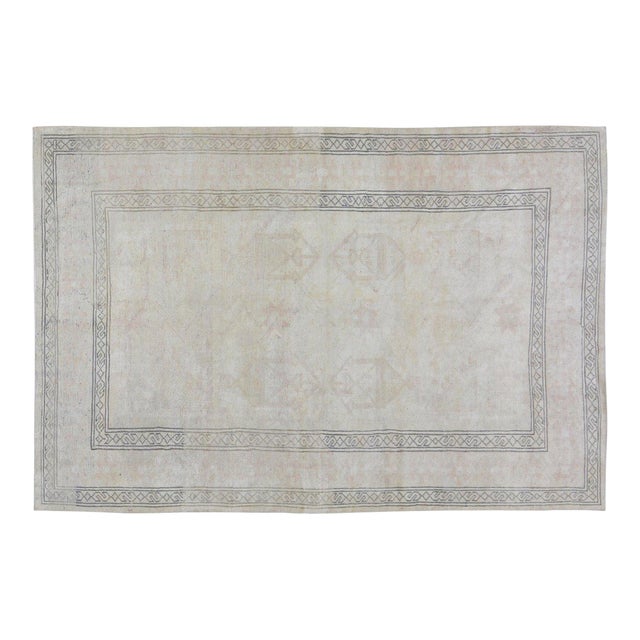 Vintage Turkish Oushak Hand Knotted Wool Rug, 5'9''x8'7'' For Sale