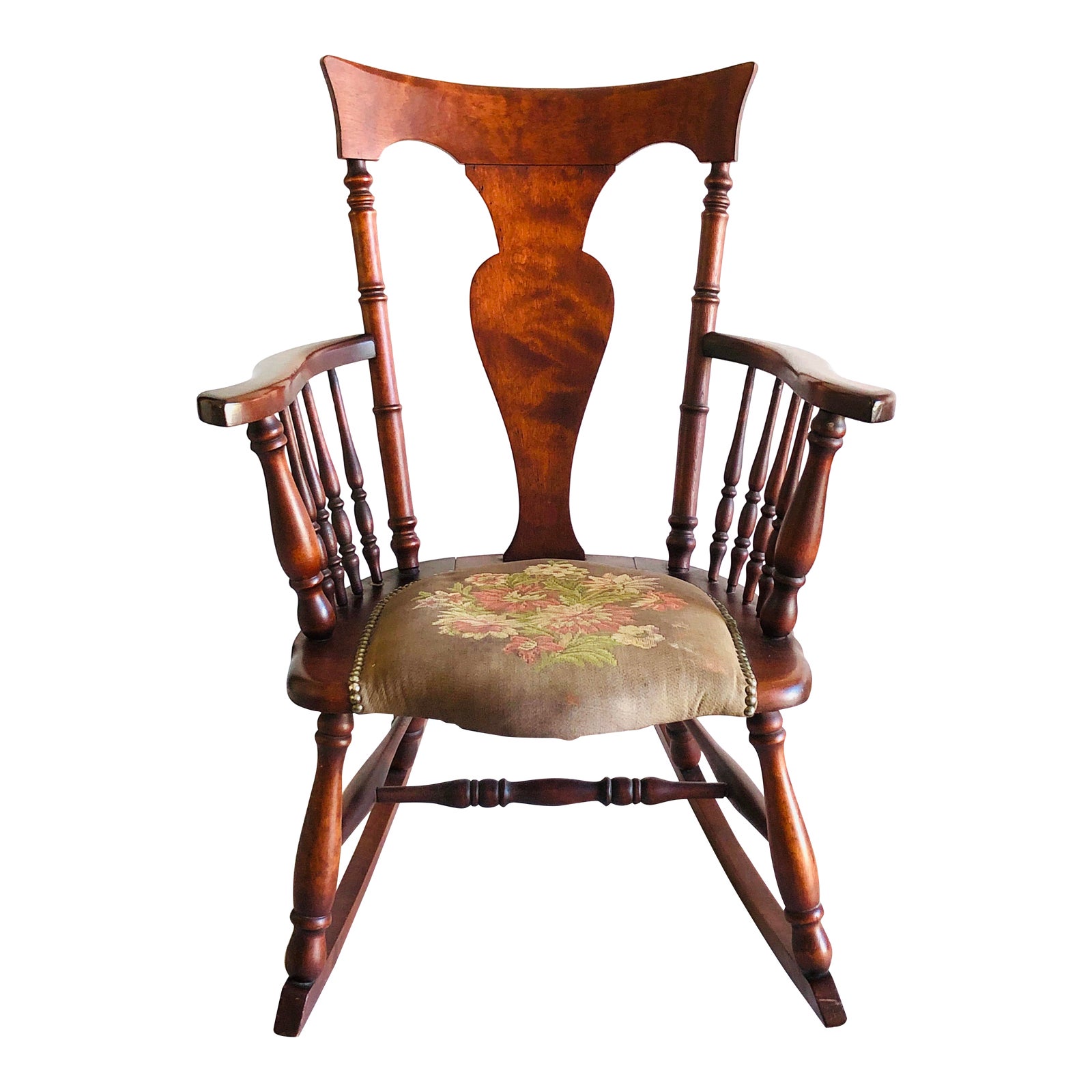 Antique Rosewood Tapestry Rocking Chair Victorian Vintage Chairish