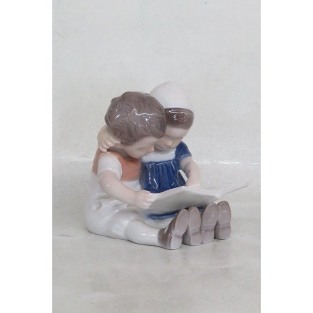 Bing and Grondahl 1567 Boy and Girl Children Reading Porcelain Figurine For Sale - Image 10 of 11