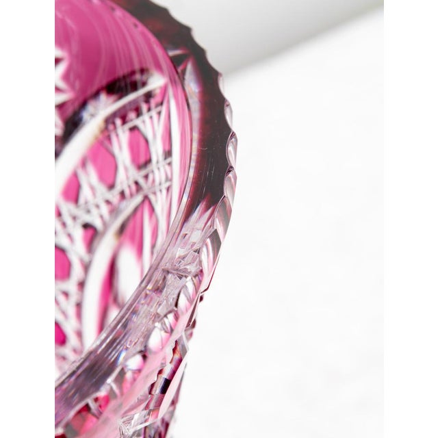Large Bohemian Fuchsia Crystal Vase, 1940s For Sale - Image 6 of 8