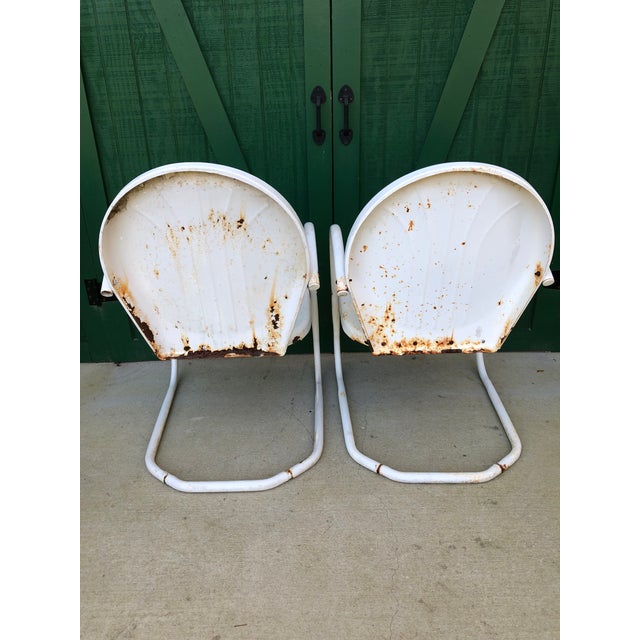 Antique White Metal Chairs A Pair Chairish