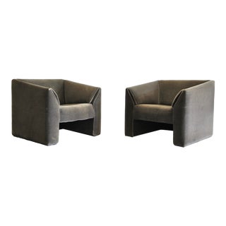 1970s Vintage French Mohair Club Chairs- A Pair For Sale