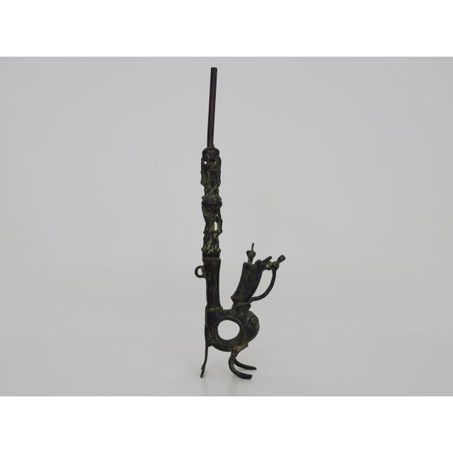 Large and old prestigious zoomorphic Bamoun bronze pipe Cameroon from the end of the 19th century, the Bamouns produced...