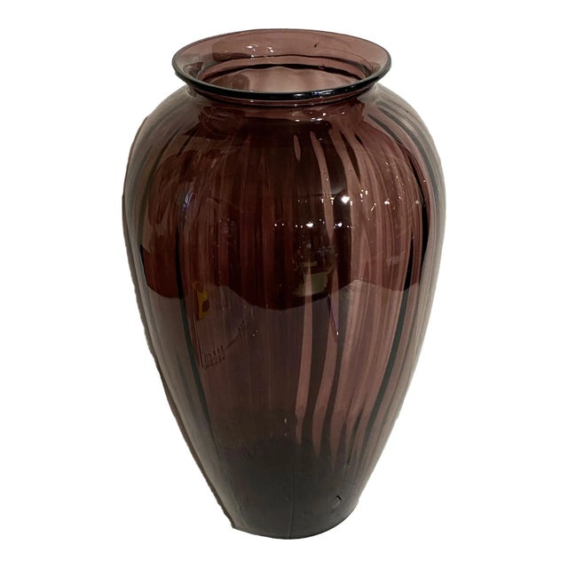 1980s Vintage Amethyst Color European Art Glass Vase For Sale - Image 5 of 5