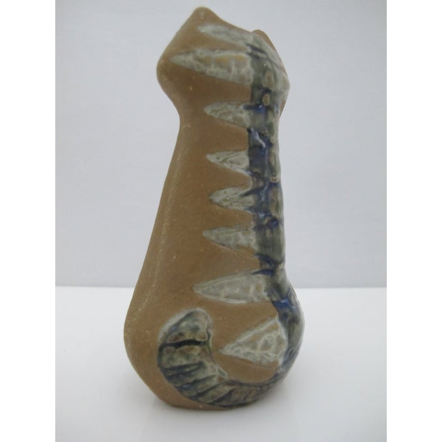 Brown Lisa Larson Gustavsberg Sweden Lilla Zoo Series Sitting Cat Pottery Figurine For Sale - Image 8 of 9