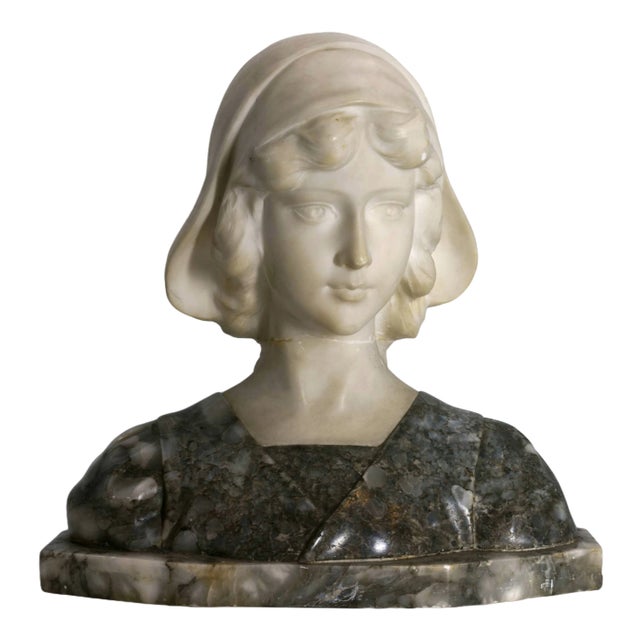 Bust of a Young Woman, 1900, Faux Marble For Sale