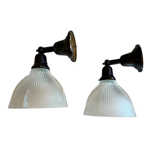 1920s Large Signed Holophane Wall Sconces - a Pair For Sale In Los Angeles - Image 6 of 10