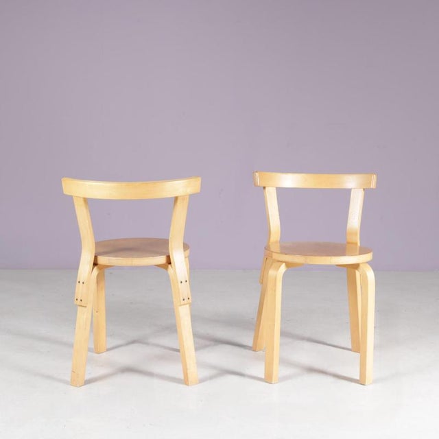Pine Wood Model 68 Chairs from Alvar Aalto, 1950s, Set of 2 For Sale - Image 6 of 8